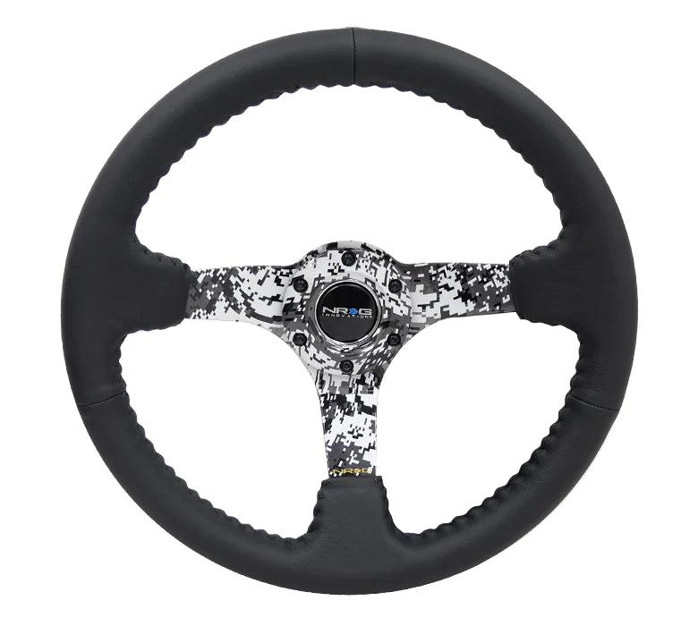 350MM Deep Dish Steering Wheel Leather Solid Spoke