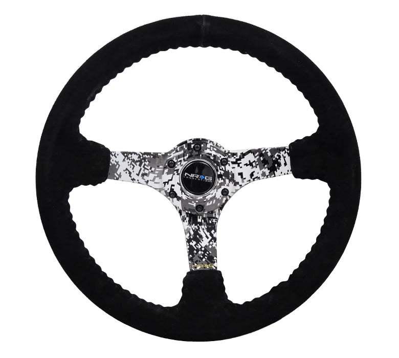 350MM Deep Dish Steering Wheel Suede Solid Spoke