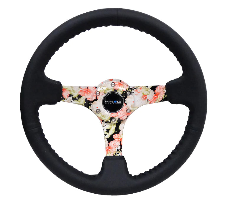 350MM Deep Dish Steering Wheel Leather Solid Spoke