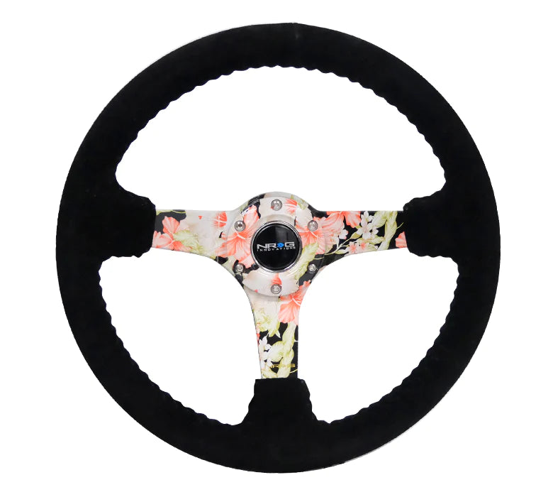 350MM Deep Dish Steering Wheel Suede Solid Spoke