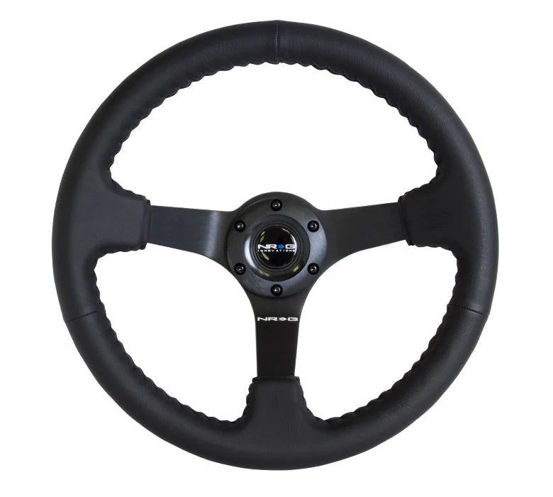 350MM Deep Dish Steering Wheel Leather Solid Spoke