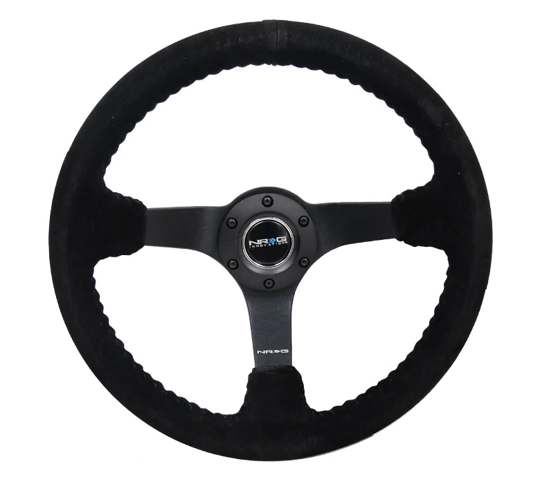 350MM Deep Dish Steering Wheel Suede Solid Spoke