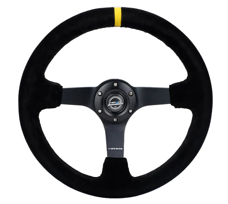 350MM Deep Dish Steering Wheel Suede Solid Spoke