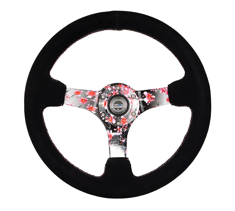 350MM Deep Dish Steering Wheel Suede Solid Spoke