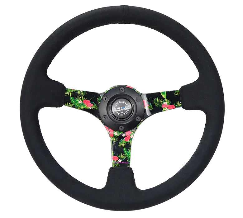 350MM Deep Dish Steering Wheel Suede Solid Spoke